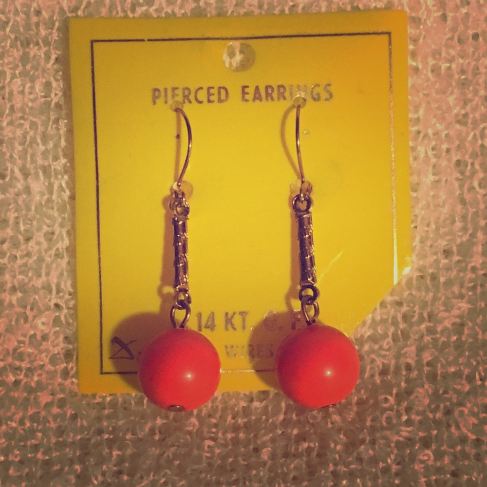 Vintage 50/60’s orange 14K gold filled earrings